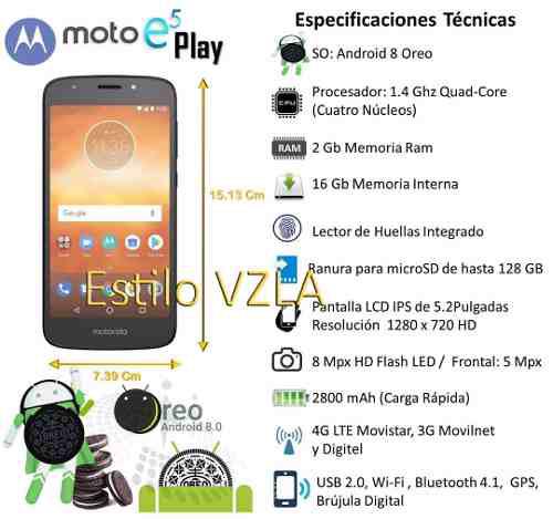 Motorola Moto E5 Play Huella E4 Adroid 8 16gb 2gb Ram 8mpx