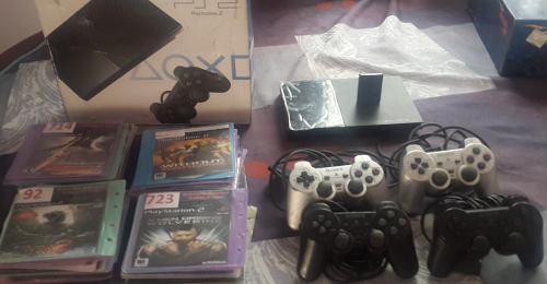 Play Station 2 + Cuatro Controles + Memoria 8mb +cd Juegos