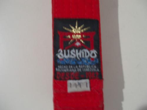 Cinturon De Taekwondo Rojo Marca Bushido.