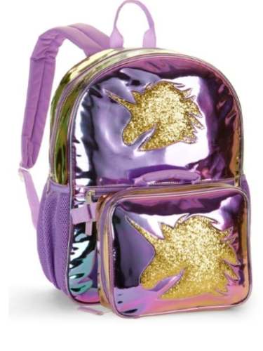 Morral De Unicornio Con Lonchera Metalizado