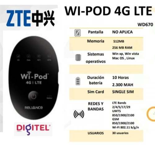 Wipod Wifi Portatil 4g Lte Digitel Nuevo