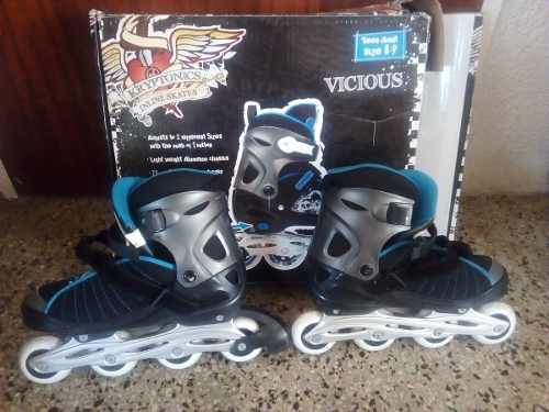 Patines Lineales Cuatro Ruedas Azul Talla 8 - 9 Usado 30d