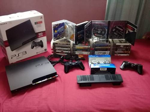 Ps3 Slim 160gb (3 Controles, Fan Cooler, Varios Juegos)