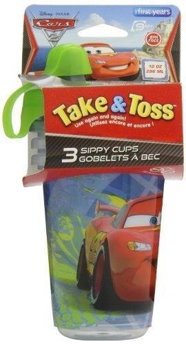 Set De 3 Vasos Cars Niños Escolar Take & Toss