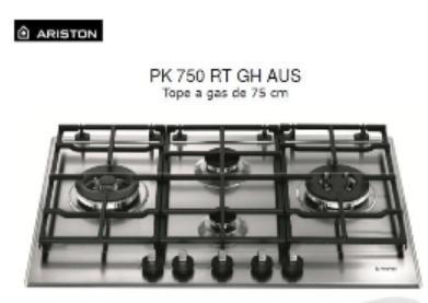 Tope Cocina A Gas Marca Ariston 75 Cm Pk 750 Rt Gh Aus