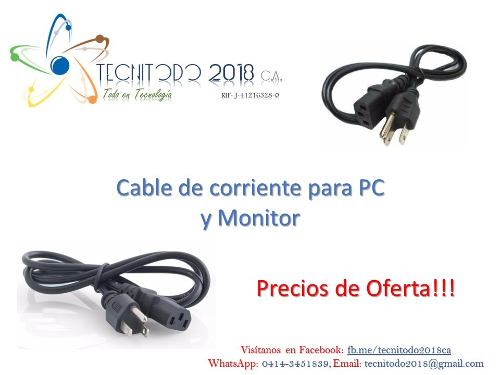 Cable De Corriente Para Pc Y Monitor