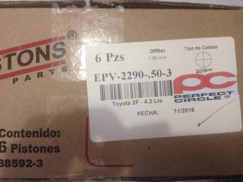 Kit Pistones Con Anillos Toyota 2f 6l 020 Pc Pistons