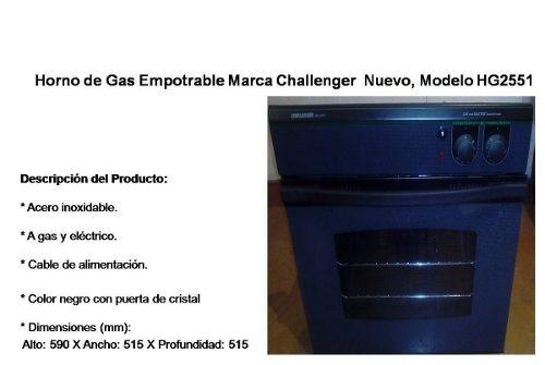 Horno De Gas Empotrable Challenger Nuevo, Modelo Hg2551