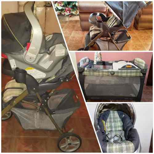 Combo Corral Coche Portabebe Graco Y Silla De Comer