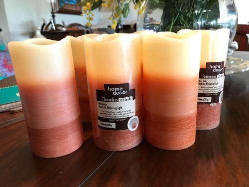 6 Velas Sin Llama Con Cera Real Color Coral Degrade