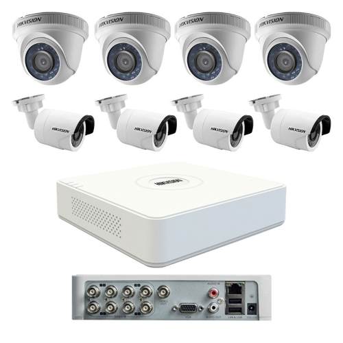 Kit De 8 Camara De Seguridad 4bala+ 4domo 720p Hikvision