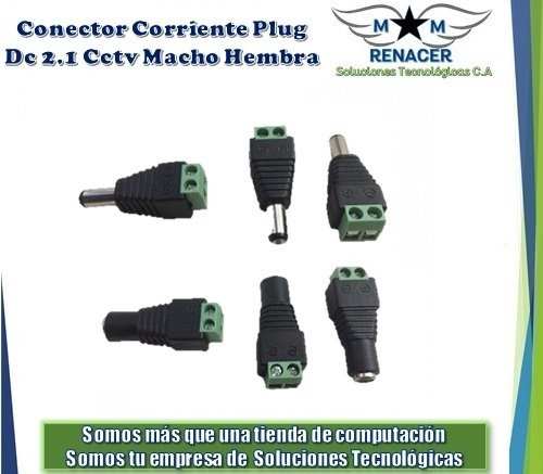 2 X 1 Conector Corriente Plug Dc 2.1 Cctv Macho Hembra