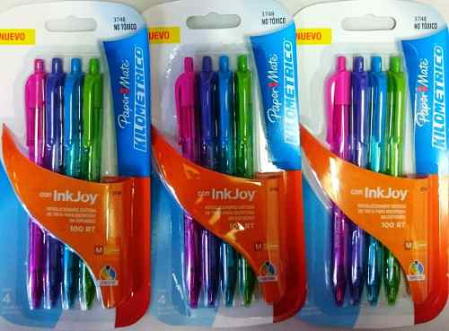 Bolígrafos Paper Mate 100 Rt Inkjoy Colores Surtidos X 4!