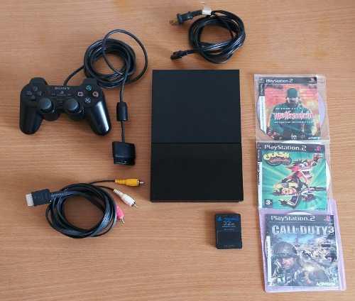 Ps2 Slim Casi Nuevo + 2 Controles + Memorycard 32mb + Juegos