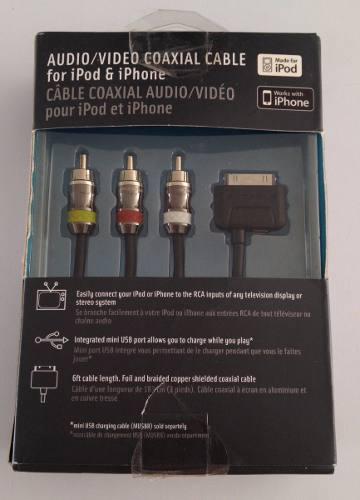 Cable Coaxial Audio Y Video Para Ipod Y Iphone 4 Y 4s