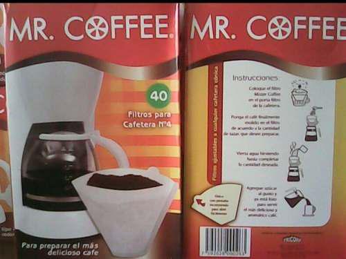 Filtros Para Cafeteras N° 4 Mr. Coffe X 40 Unidades