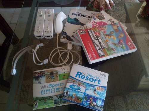 Wii Consola Como Nueva + 5 Juegos Originales