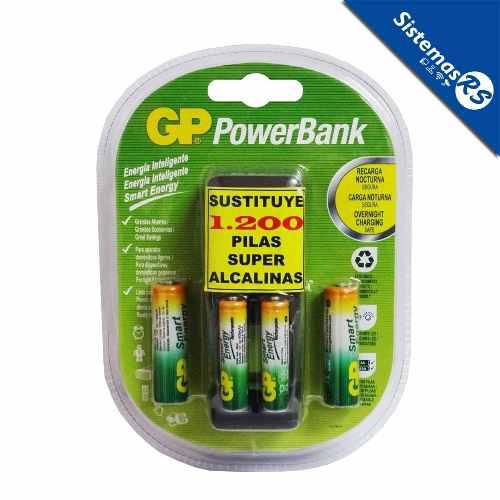 Gp Mini Cargador Aa/aaa Powerbank + 4 Baterias