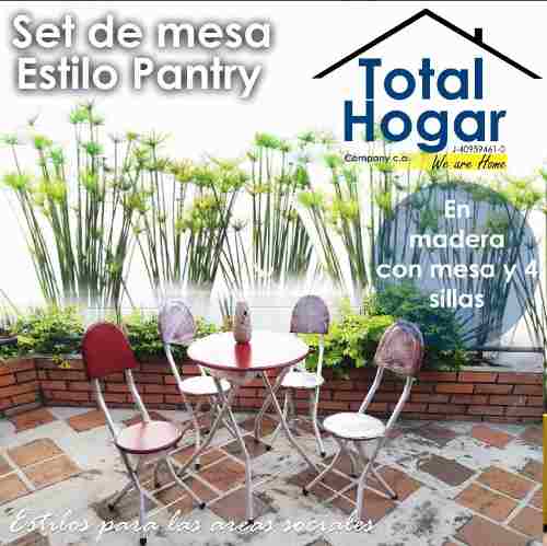 Set De Mesa Con 4 Sillas Tipo Pantry.