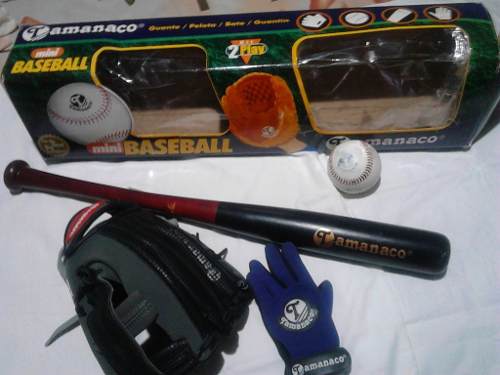 Juego Set Pre Infantil Beisbol Guante Pelota Bate Guantin