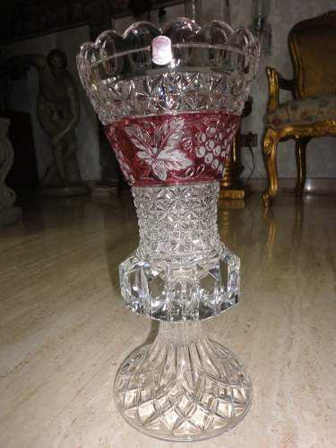 Florero Cristal De Bohemia Tallado 30 X 15 Cms. 1,3 Kgs