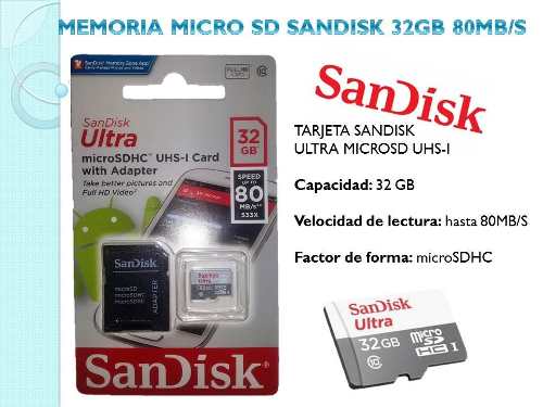 Memoria Micro Sd Sandisk 32gb Class mbs