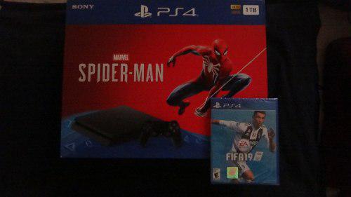 Playstation 4 Slim Spider Man Nuevo Y Sellado + Fifa 2019
