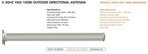 Oferta Antena 2.4ghz Yagi 18dbi Direccional Wifi Marca Nexxt