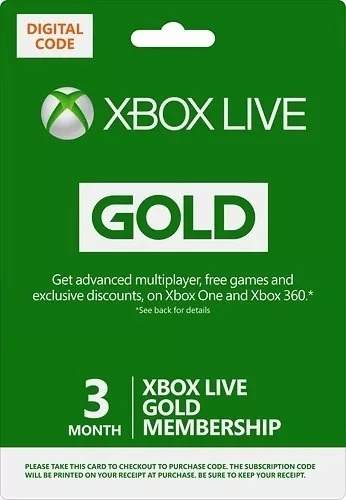 Membresia Xbox Live Gold 3 Meses Xbox One-360 (código)