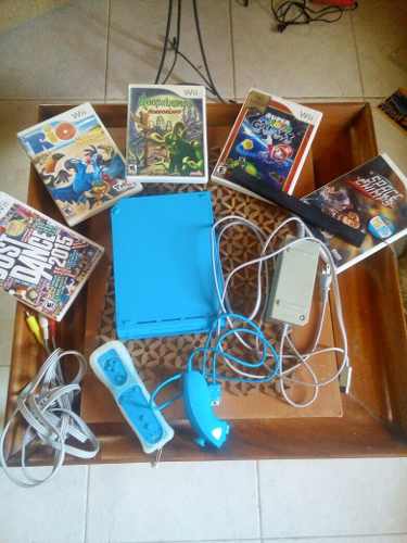 Wii Azul Con 5 Juegos