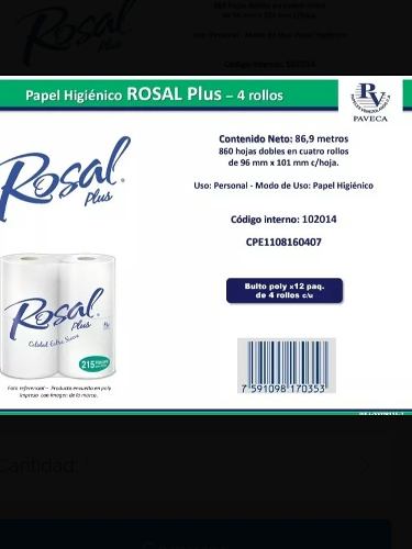Papel Higienico Rosal De 215 Hojas