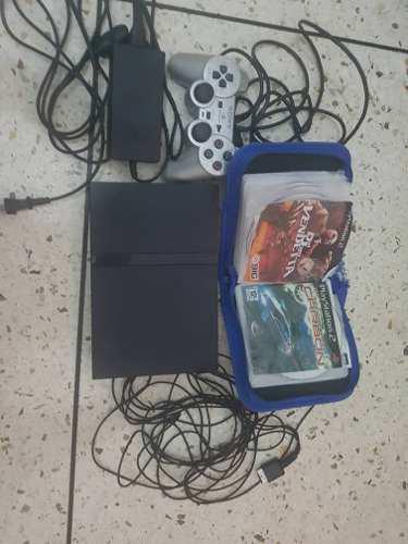 Ps2 Lleva 1 Control,1 Memoria,cables Y 18 Juegos No Hay Caja
