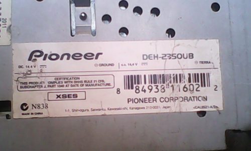 Reproductor Pioneer Usb Modelo Deh ub 75 De Afuera