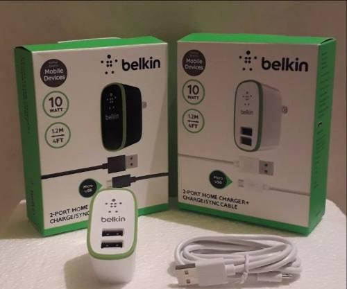 Cargador Belkin 2 Puertos Usb Con Cable Micro Usb Soms Tiend