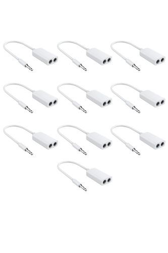 Aux Audio Cable Earphones Splitter Adapter 1 To 2 For Apple