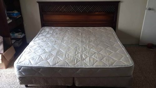 Cama, 2 Box Spring, Colchón King, Copete De Hermoso Diseño