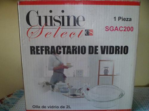 Refractario (olla De Vidrio Con Tapa) 2lts