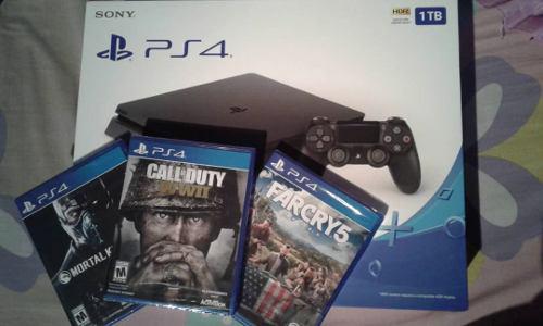 Playstation 4 Slim 1tb Ps4 Con Farcry 5, Mk Xl, Cod Wwii New