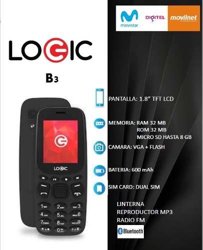 Oferta Teléfono Celular Logic B3 Dual Sim