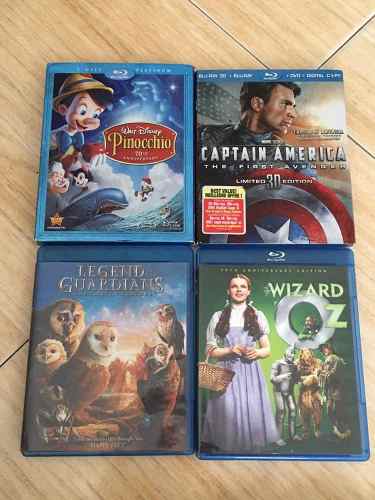 Películas Blue Ray 3d Capitán America Oz Pinocho