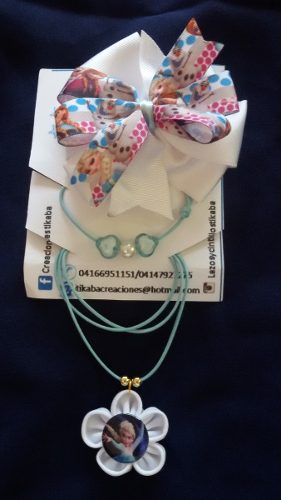 Combo Collar Lazo Y Pulsera Frozen Peppa Violetta Y Mas