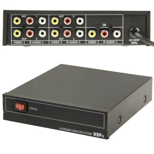 4 Way Video Audio Divisor Amp Interruptor 1 Entrada 4