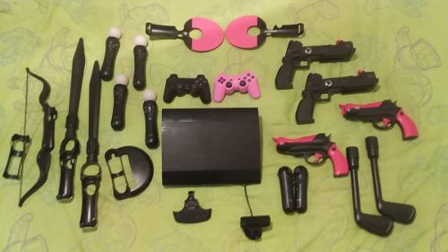 Ps3-playstation 3 Super Slim 500gb. 2 Controles Y Accesorios