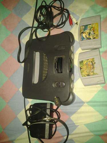 Nintendo 64 Con Dos Cassette Y Sus Cables