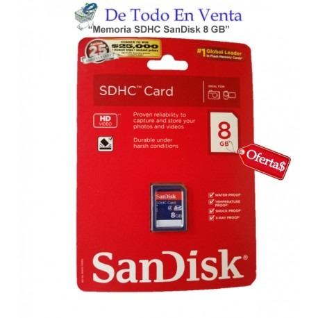 Memoria Sandisk Sdhc Card Para Camaras 8gb Clase 4