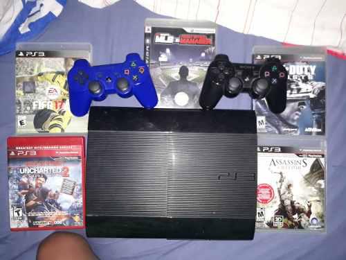 Playstation3 250gb Superslim+5 Juegos Originales+2 Control
