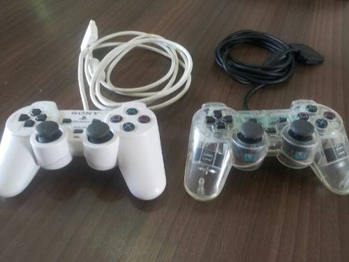 Par De Controles Ps2 Dualshock 2 Originales Blanco Y Acrilic