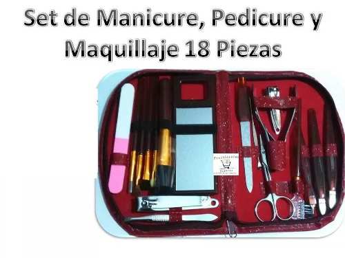 Set De Manicure 18 Piezas Kit De Viaje Acero Inoxidable New