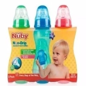 Tripack (3 Unds) Teteros Biberon Nuby Antiderrames 10 Onzas