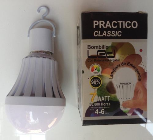 Bombillo Led 7w, Recargable Luz Blanca 4 A 6 Horas Emergenci